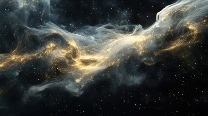 Obraz premium Dynamic Digital Art of a Dust Cloud with Sand Particles on Black Background – Evoking an Underwater Explosion Effect