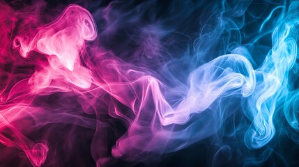 Abstract colorful smoke trails against a black background.