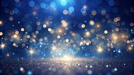Fototapeta premium Abstract bokeh light effect on navy blue background with sparkles