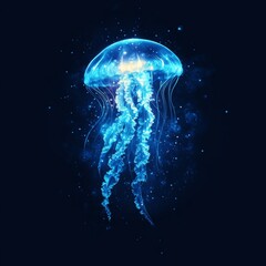 Glowing Blue Jellyfish with Sparkle Effect
