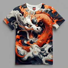 Japanese Dragon T Shirt Design  Asian Mythical Creature   Graphic Print