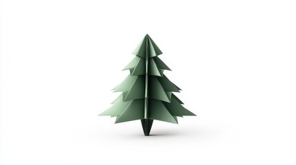 Obraz premium Intricate Origami Christmas Tree on Clean White Background Evoking Holiday Elegance and Spirit
