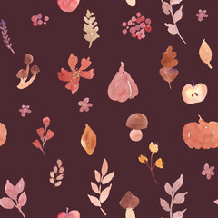 watercolor flowers seamless pattern illustration for kids