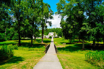 Macon, Georgia, USA- 07 20 2024: The landscape of Ocmulgee Mounds National Historical Park