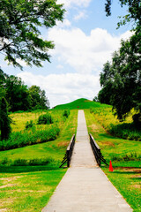 Macon, Georgia, USA- 07 20 2024: The landscape of Ocmulgee Mounds National Historical Park