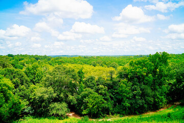 Macon, Georgia, USA- 07 20 2024: The landscape of Ocmulgee Mounds National Historical Park