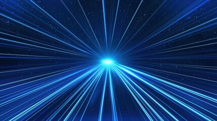 Abstract Blue Light Rays and Stars   Digital Art Background
