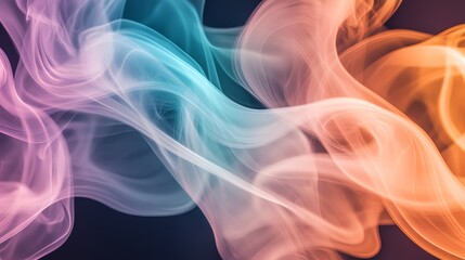 Fototapeta premium Abstract colorful smoke trails against a black background.