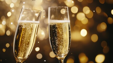 Elegant Champagne Toast: Celebratory Cheers with Sparkling Glasses Illustrating Joy and Class