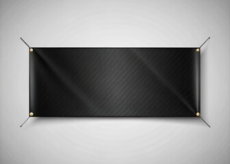 Dark, elegant, and versatility-defined, a rectangular black banner with subtle texture and folded edges awaits customization, perfect for modern corporate, event, or website applications.