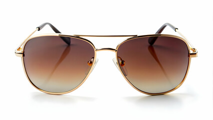 Classic aviator sunglasses with a gold-toned frame and brown gradient lenses.