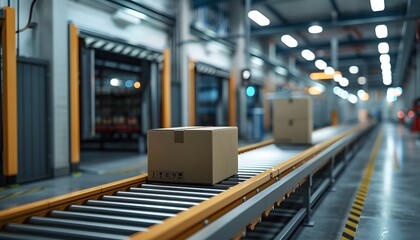 Automated conveyor system in warehouse.