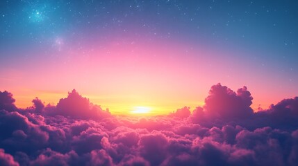 Evening or morning sky with stars and clouds sunset or dawn Abstract natural background : Generative AI