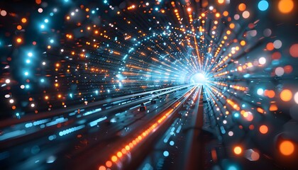 Fototapeta premium Digital tunnel represents data flow.