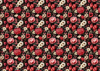 Blooming midsummer meadow seamless pattern.