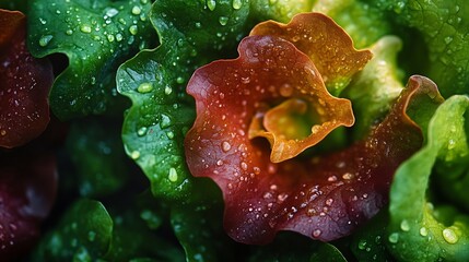 Organic Green and Red Oak Leaf Lettuce Baby Cos Leaf : Generative AI