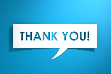 Thank you message on white speak bubble