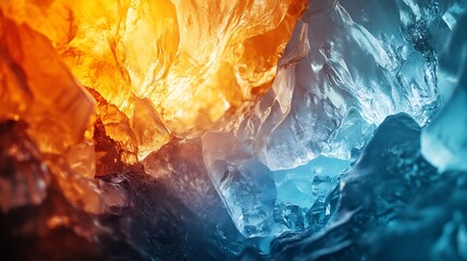 Fototapeta premium Abstract ice and amber cave background : Generative AI