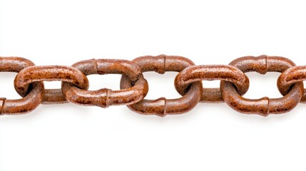 Obraz premium Rusty Metal Chain Links Isolated on White Background