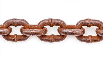 Rusty Chain Links Isolated on White Background