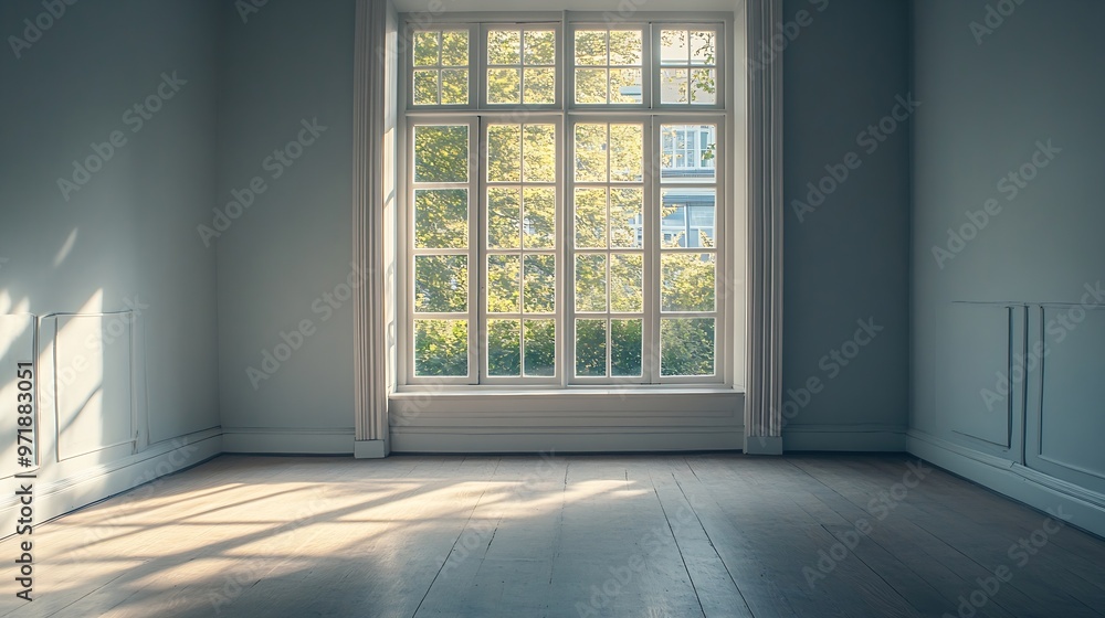 Poster Empty room with window view : Generative AI