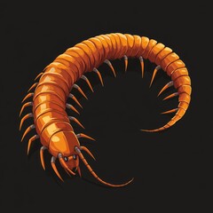 Obraz premium A detailed illustration of a curled up orange centipede with segmented body and many legs