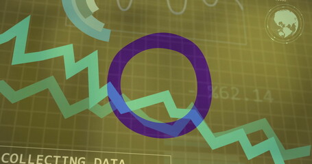 Financial growth chart and pie chart over Pride flag image