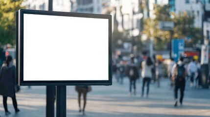Blank Billboard in Busy City