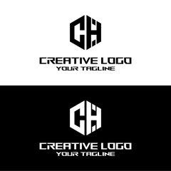Obraz premium creative letter logo ch desain vektors