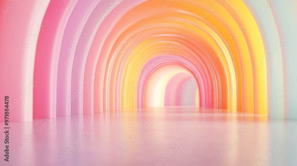 Poster a vibrant abstract tunnel showcases rainbow hues, inviting viewers into a mesmerizing and colorful e