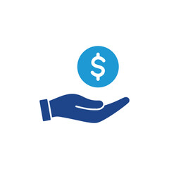 hand holding dollar money icon vector