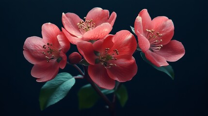 Pretty flowers on dark background : Generative AI