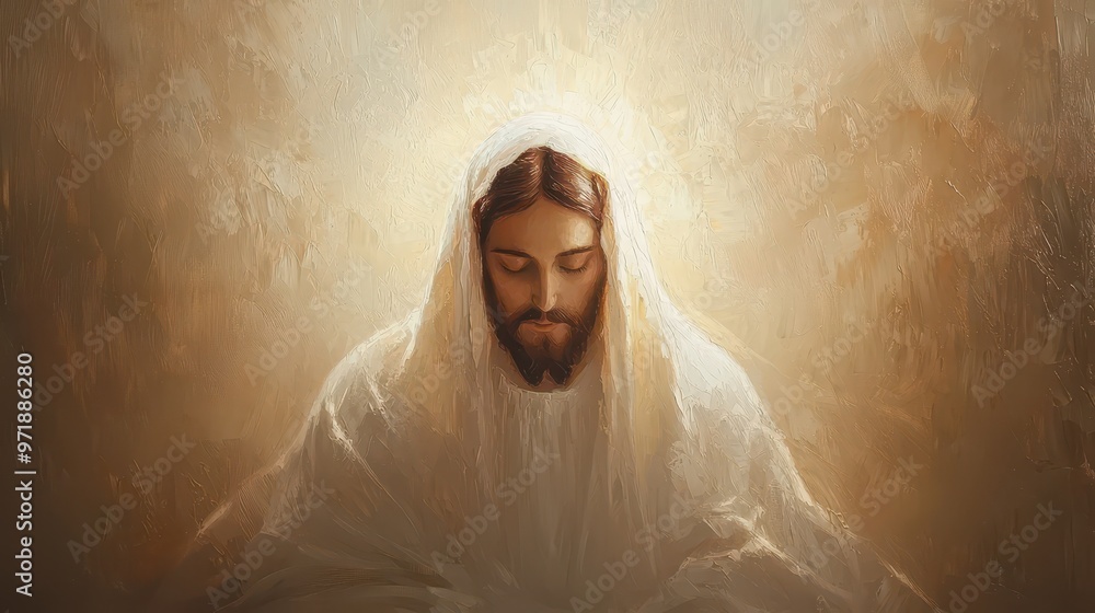 Wall mural Jesus Christ Painting  Divine Light  Spiritual Artwork