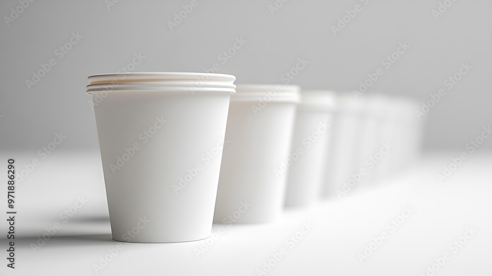 Poster empty coffee cups on the white background : generative ai