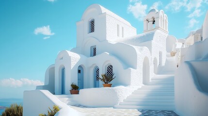 White architecture on Santorini island Greece Famous travel destination : Generative AI