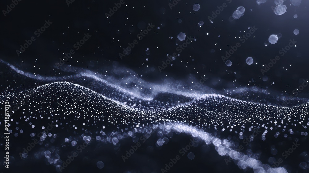 Poster abstract background with bokeh lights and glowing particles