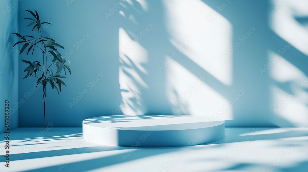 Leinwandbilder abstract geometry studio scene with shadow and light blue background for luxury product display show