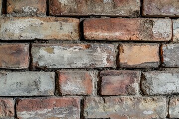 Fototapeta premium Weathered Brick Wall with Mortar and Uneven Texture