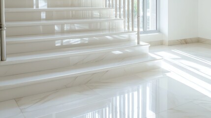 Fototapeta premium Modern White Marble Staircase Interior Design