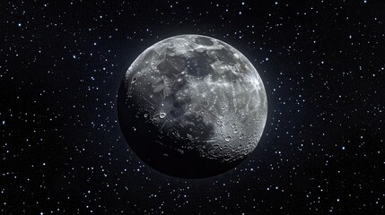 Obraz premium Serene Moonlit Night: Astronomy Scene with Detailed Lunar Surface and Starry Sky