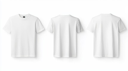 Fototapeta premium Blank White T Shirt Mockup Front Back and Side Views