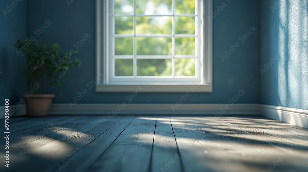 Poster Empty room with window view : Generative AI