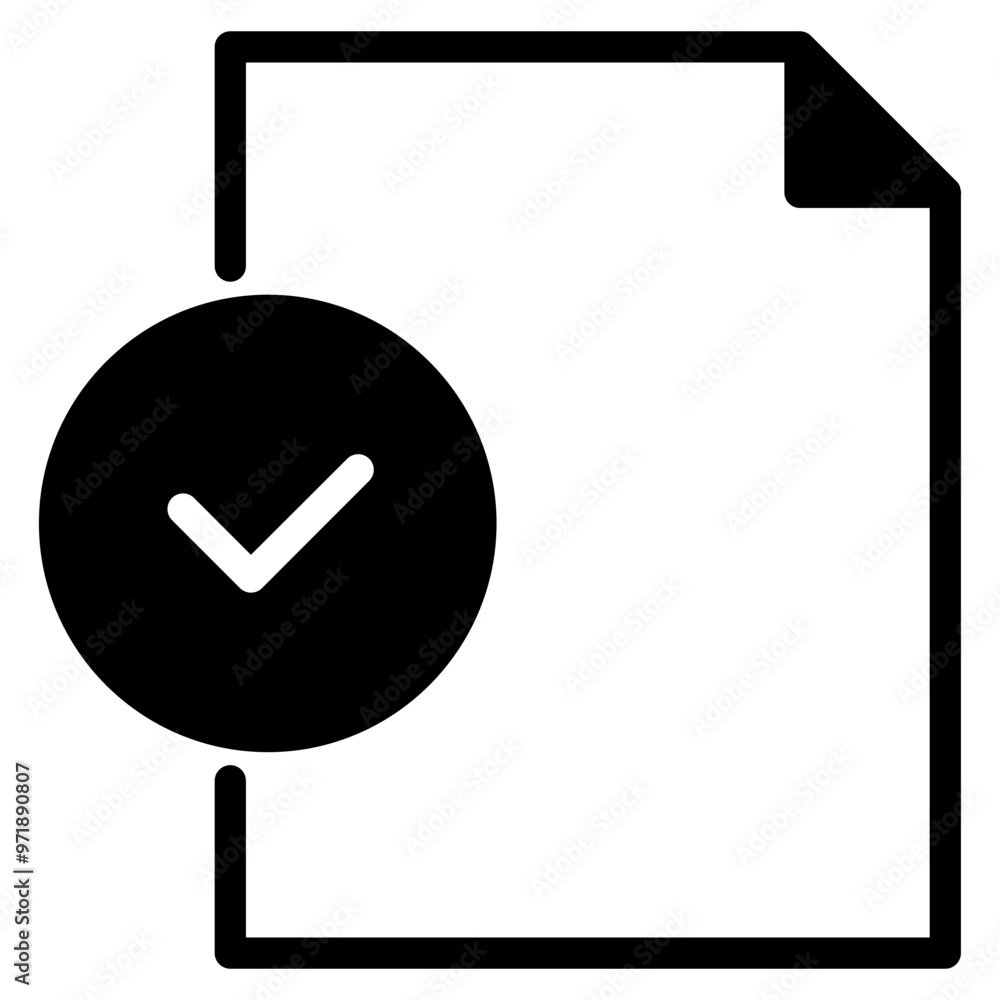 Poster check file approve icon, file document checkmark icon