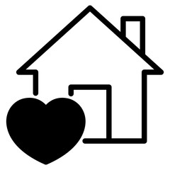 House with heart shape icon , love home symbol,