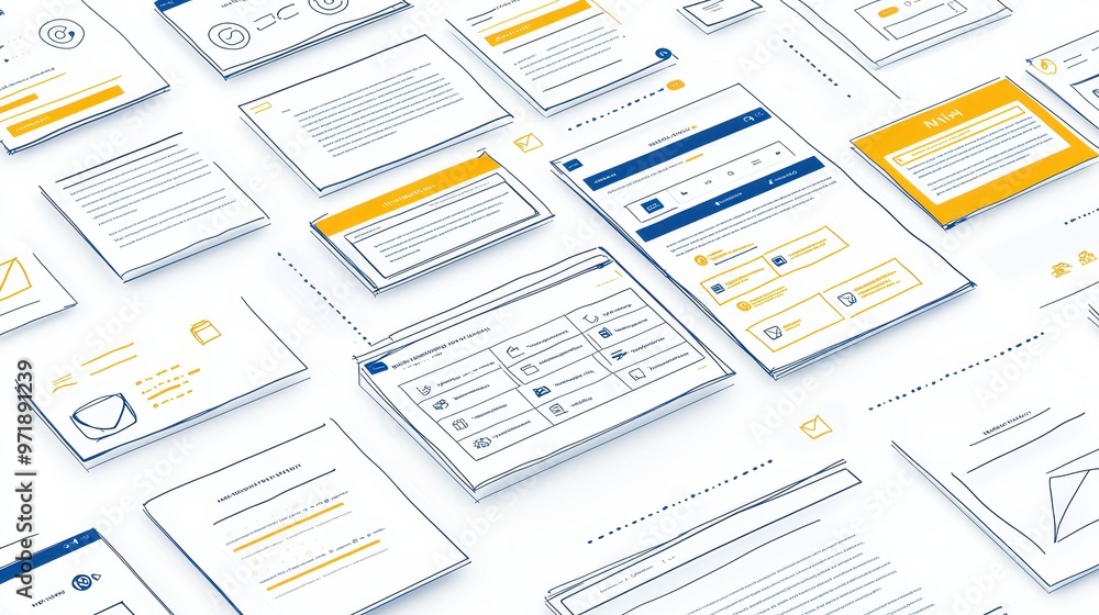 Poster hand drawn website design sketches ui ux wireframes