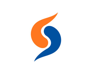 Abstract letter s in blue and orange color logo