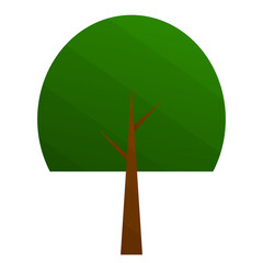 Green tree on brown wood with gradient shading