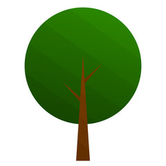 Green tree on brown wood with gradient shading