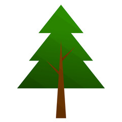 Green tree on brown wood with gradient shading