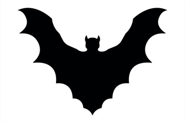 Scary black bat flat icon. Vector illustration isolated on white background.
